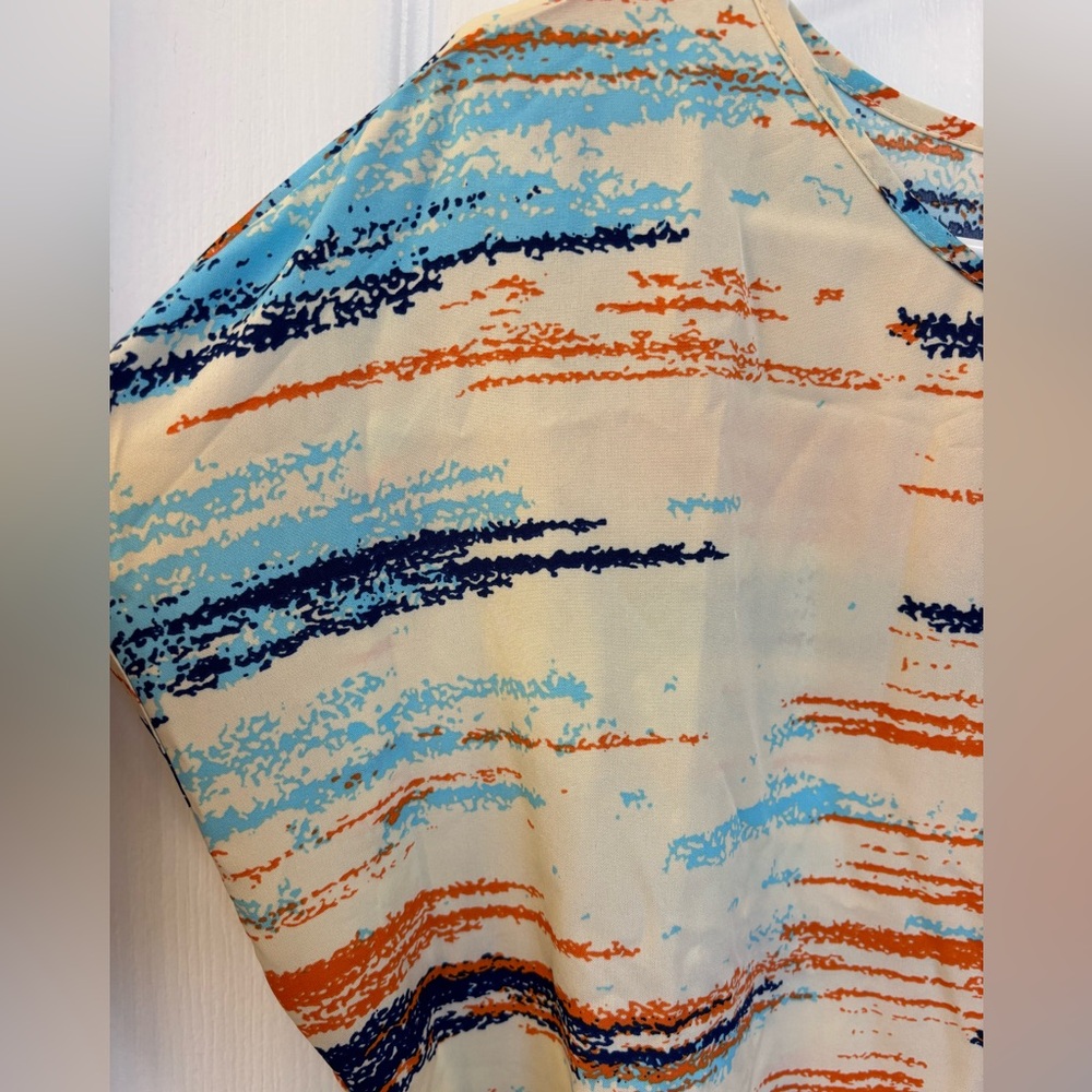 NWT Women’s Size Large Emery Rose Cream Colored Dress w/Blue & Orange Designs - Picture 3 of 8